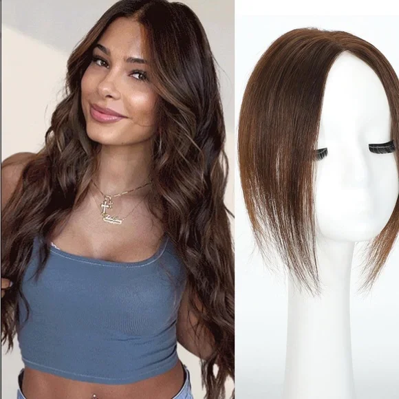 Brown natural human Hair Topper for Women 10 inch - Picture 1 of 2